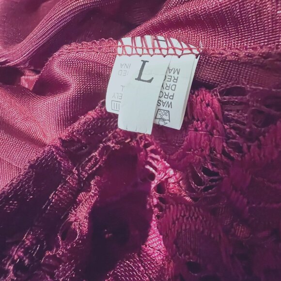 Lace Red/Maroon Off Shoulder Mini Dress-Size Large-Lined-Lightweight-Casual-NWOT - Picture 16 of 16